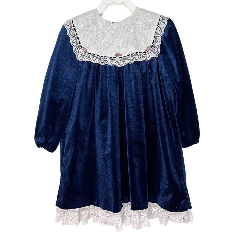 Vintage Allison Ann Navy Velvet Christmas Dress